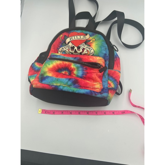 Ed Hardy Handbags - Ed Hardy Mini Backpack Love Kills Slowly Skull Tie Dye Rainbow Y2K Tattoo Art
